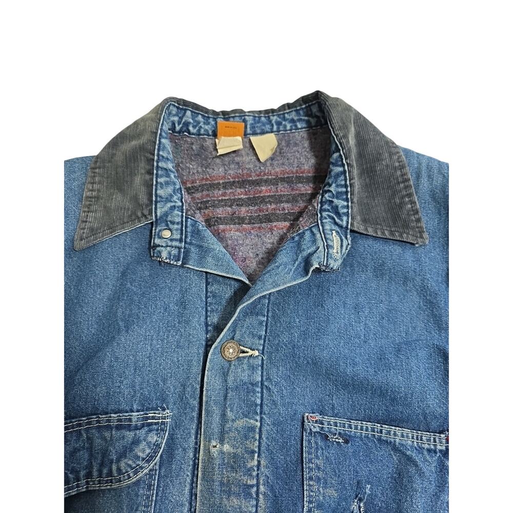 VTG Wrangler Big Ben Mens Barn Chore Coat Corduroy Collar Lined Distressed U.S.A - Picture 15 of 16